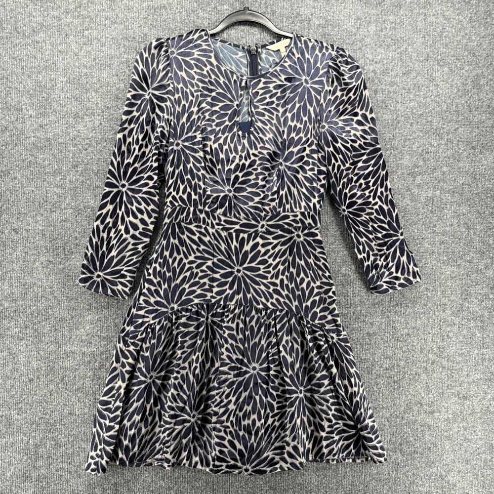 Rebecca Taylor Dress Size 0 Silk Floral Burnout Chic Elegant Cocktail Old Money